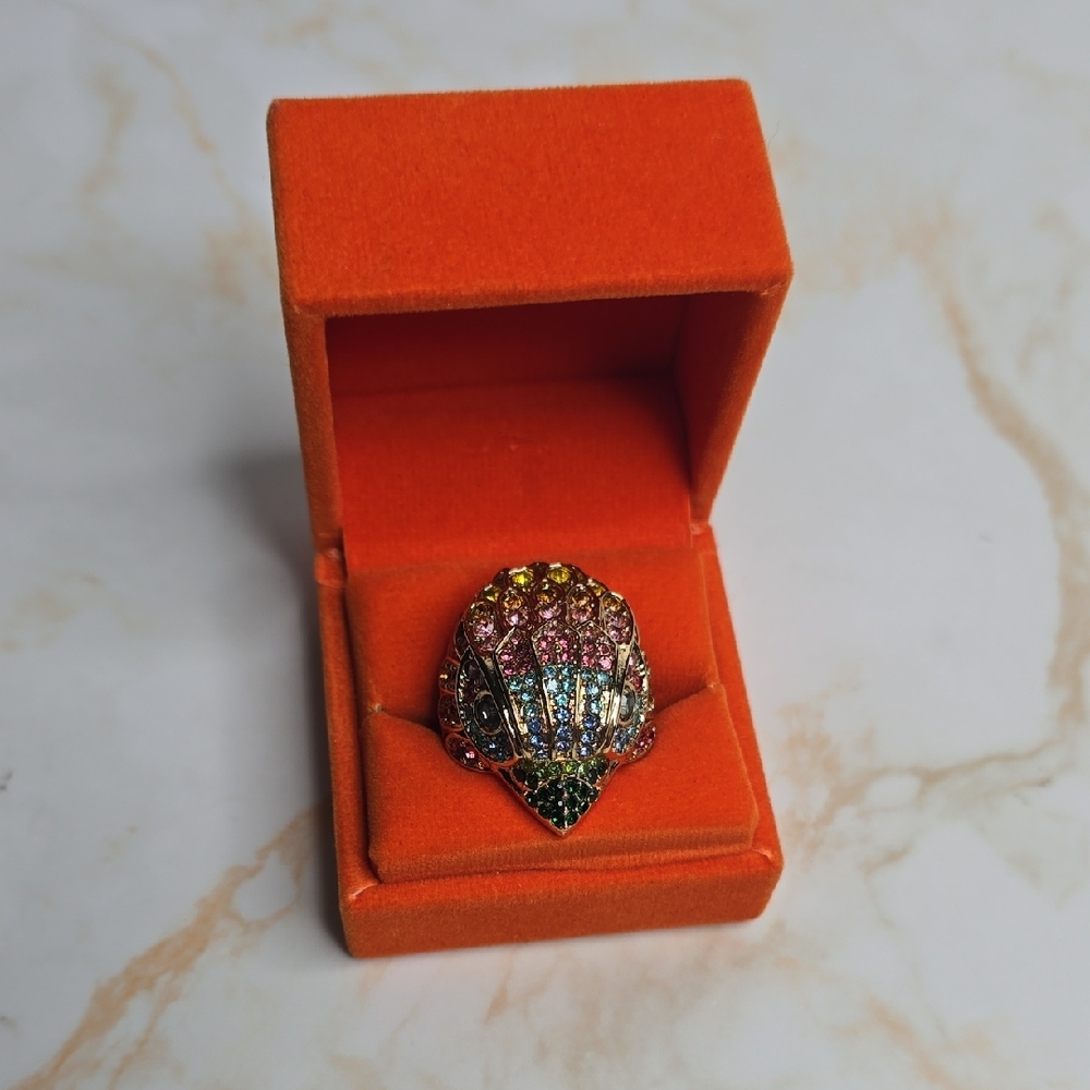 Kurt Geiger Multicolor Crystal Eagal Head Statement Ring - New In Box